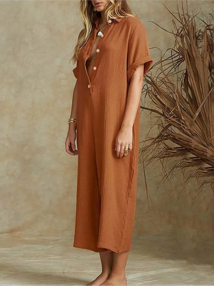Hetty Jumpsuit | Casual Summer Button Down Loose Jumpsuit