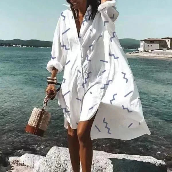 Iklimah Dress | Flowing White Shirt Dress
