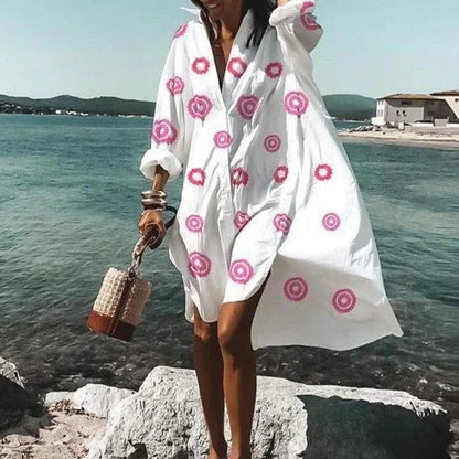 Iklimah Dress | Flowing White Shirt Dress