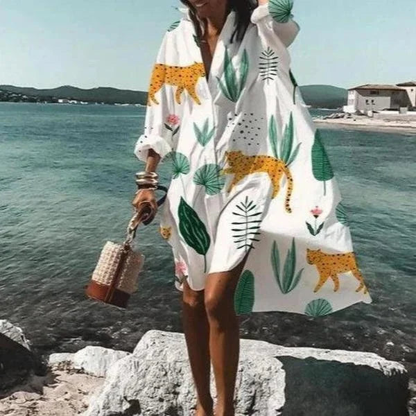 Iklimah Dress | Flowing White Shirt Dress