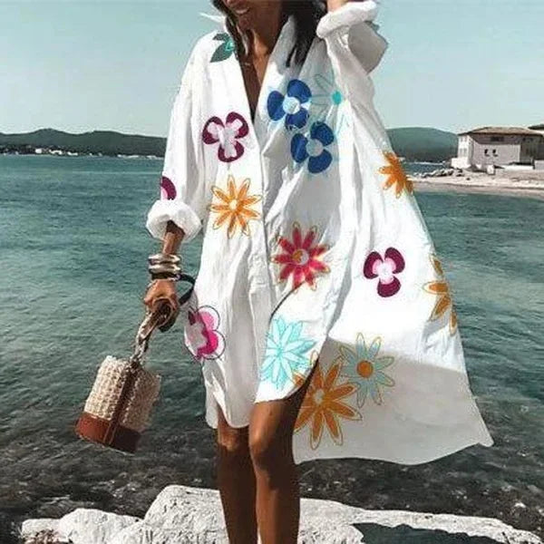 Iklimah Dress | Flowing White Shirt Dress