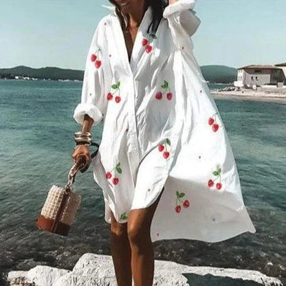 Iklimah Dress | Flowing White Shirt Dress