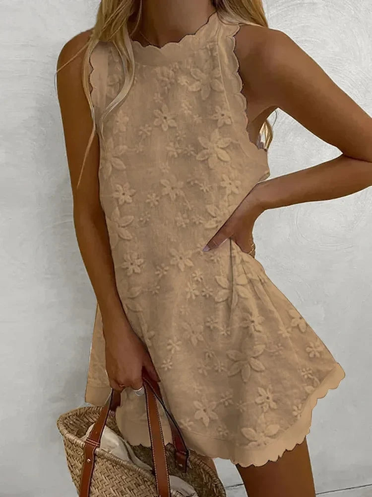 Isha Dress | Summer Sleeveless Floral Lace Mini Dress