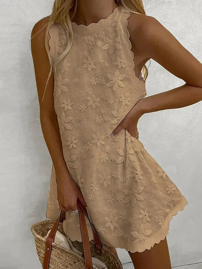 Isha Dress | Summer Sleeveless Floral Lace Mini Dress