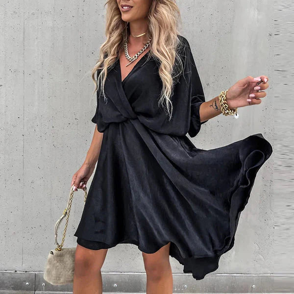 Ishbel Dress | Women's Batwing Sleeves V-Neck Short Dress